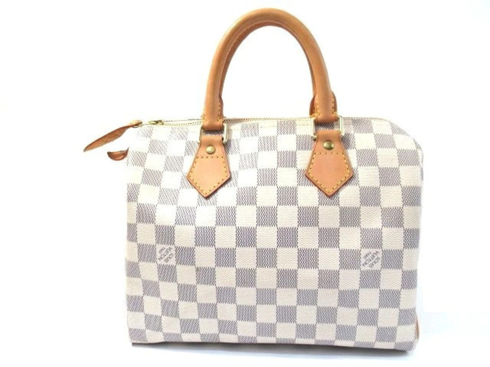 LOUIS VUITTON Azur White Speedy Boston Bag